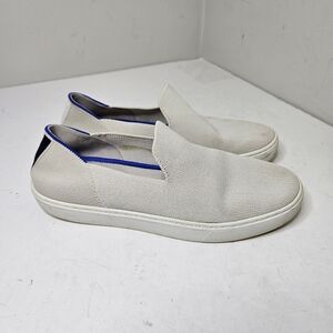 Rothy's The Original Slip On Sneakers light grey knit Stripes 7.5 Womens